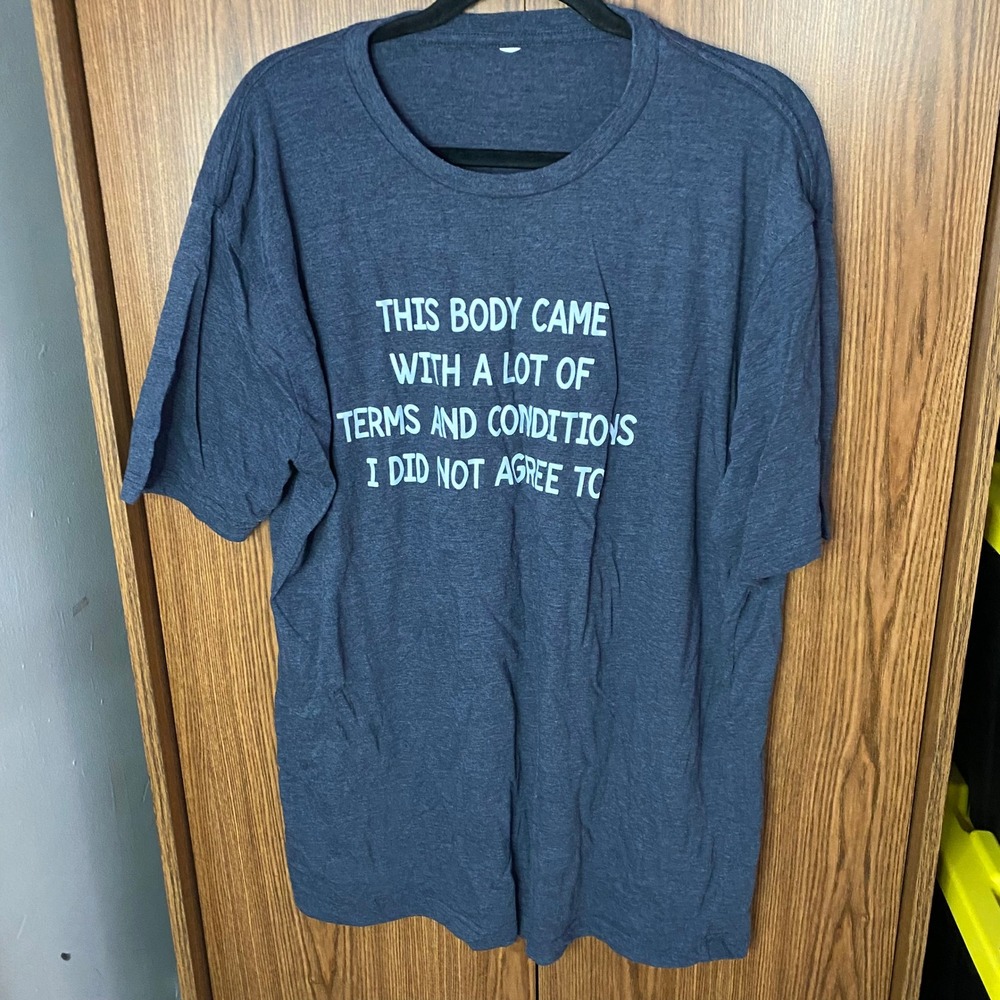 Graphic T-Shirt Mens XL Navy Blue Terms And Conditions Slogan Tee